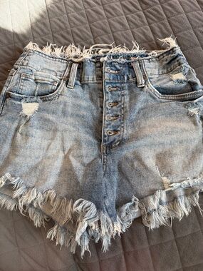 Kut from the Kloth Light Blue Jane High Rise Distressed Shorts